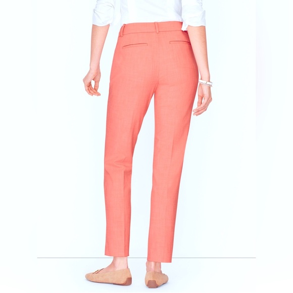 Talbots Hampshire‎ Textured Ankle Pants Straight-Leg Elegant Coral Women's 4 NEW - Picture 2 of 12
